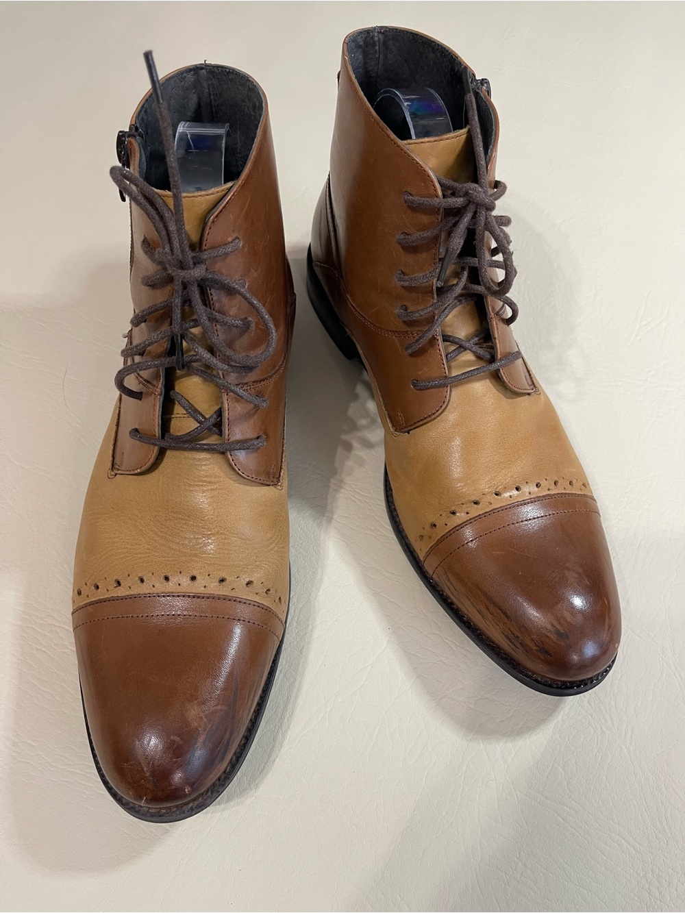 Stacy Adam’s Godfrey Oxford ankle boots two tone leather side zip size 10 M